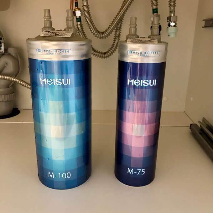 メイスイ浄水器カートリッジ(左:M-100、右:M-75 )